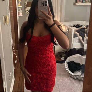 Elegant Red Lace Dress